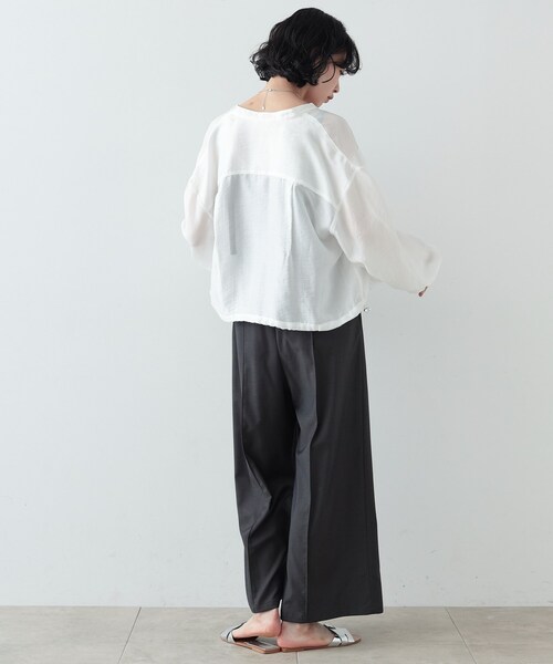 GALLEST（ギャレスト）の「◆シアーローンブルゾンシャツ（ブルゾン・レディース・グリーン系/ブラック/ホワイト・38）」の5枚目の写真