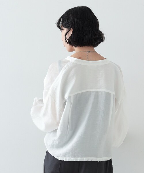 GALLEST（ギャレスト）の「◆シアーローンブルゾンシャツ（ブルゾン・レディース・グリーン系/ブラック/ホワイト・38）」の9枚目の写真