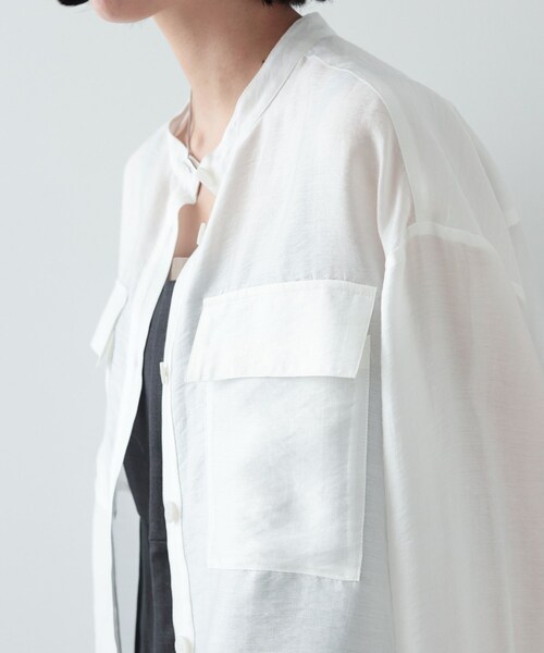 GALLEST（ギャレスト）の「◆シアーローンブルゾンシャツ（ブルゾン・レディース・グリーン系/ブラック/ホワイト・38）」の10枚目の写真