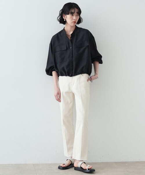 GALLEST（ギャレスト）の「◆シアーローンブルゾンシャツ（ブルゾン・レディース・グリーン系/ブラック/ホワイト・38）」の12枚目の写真