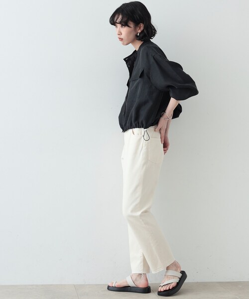 GALLEST（ギャレスト）の「◆シアーローンブルゾンシャツ（ブルゾン・レディース・グリーン系/ブラック/ホワイト・38）」の13枚目の写真