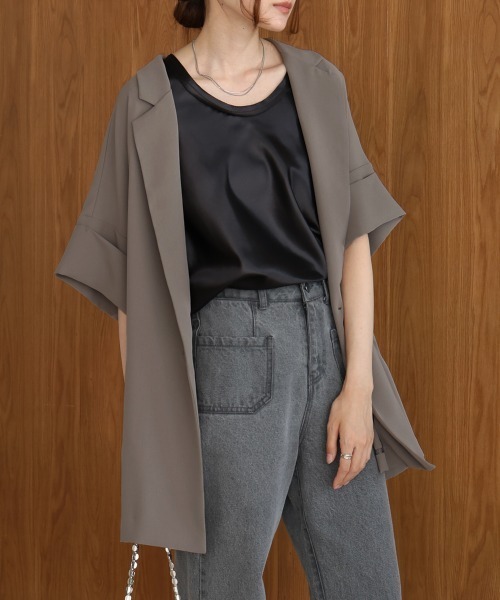 Bab（バブ）の「シングルボタンテーラードジャケット（テーラードジャケット・レディース・ブラック/グレー・M）」の2枚目の写真