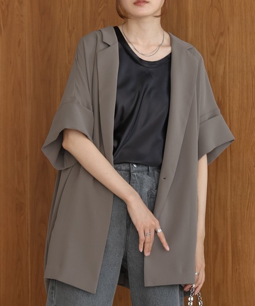 Bab（バブ）の「シングルボタンテーラードジャケット（テーラードジャケット・レディース・ブラック/グレー・M）」の8枚目の写真