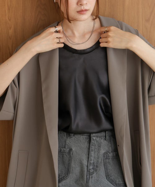 Bab（バブ）の「シングルボタンテーラードジャケット（テーラードジャケット・レディース・ブラック/グレー・M）」の10枚目の写真