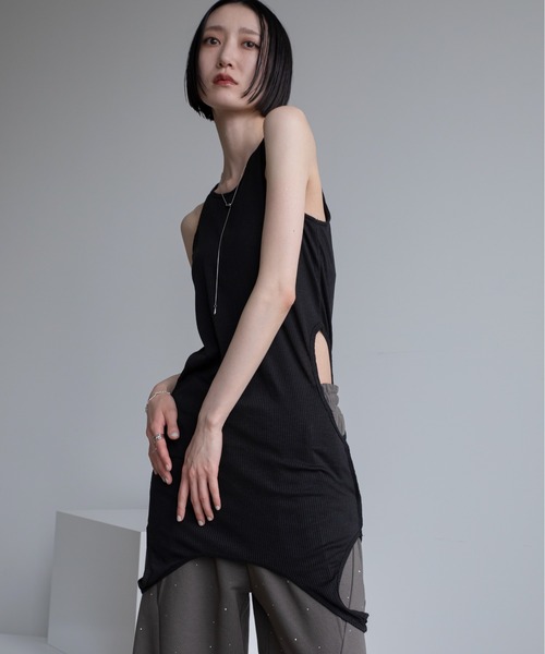 VACANCY（ヴァカンシー）の「シアーレイヤードホール2wayアメスリタンク（タンクトップ・レディース・アイボリー/ブラック/グリーン・FREE）」の13枚目の写真