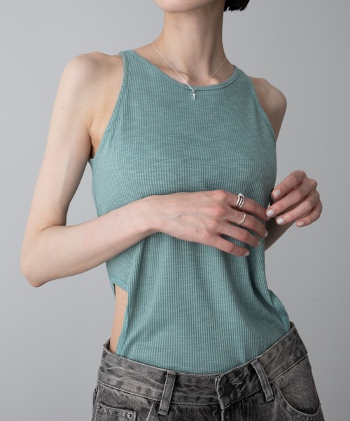 VACANCY（ヴァカンシー）の「シアーレイヤードホール2wayアメスリタンク（タンクトップ・レディース・アイボリー/ブラック/グリーン・FREE）」の4枚目の写真