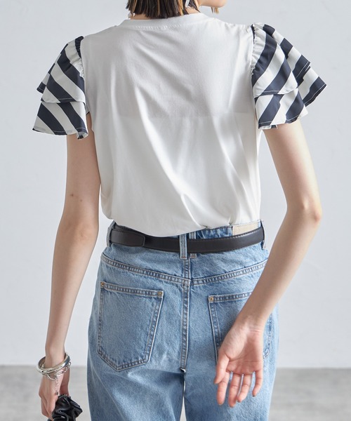 each(イーチ)の「フリルスリーブ切替Tシャツ(Tシャツ/カットソー・レディース・ホワイト×ブラック/ブラック/ホワイト・FREE)」の18枚目の写真
