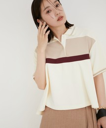 VIS | 【洗える】裾フレアポロトップス(ポロシャツ)