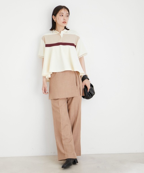 VIS（ビス）の「【洗える】裾フレアポロトップス（ポロシャツ・レディース・ブルー系その他/ベージュ系その他・FREE）」の5枚目の写真
