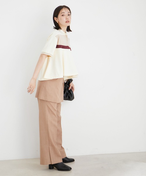 VIS（ビス）の「【洗える】裾フレアポロトップス（ポロシャツ・レディース・ブルー系その他/ベージュ系その他・FREE）」の6枚目の写真