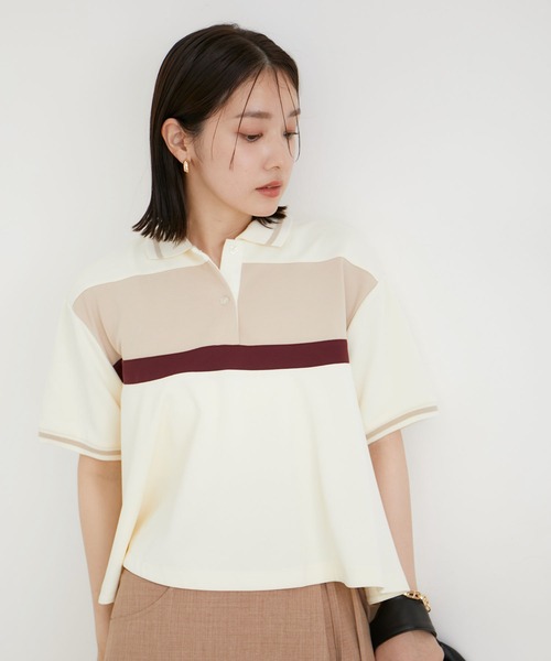 VIS（ビス）の「【洗える】裾フレアポロトップス（ポロシャツ・レディース・ブルー系その他/ベージュ系その他・FREE）」の9枚目の写真