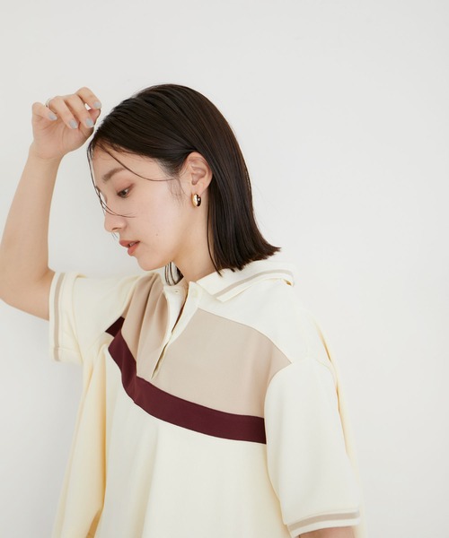 VIS（ビス）の「【洗える】裾フレアポロトップス（ポロシャツ・レディース・ブルー系その他/ベージュ系その他・FREE）」の10枚目の写真