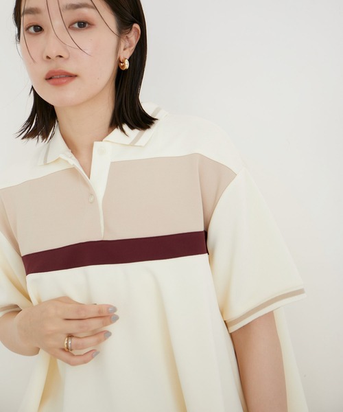 VIS（ビス）の「【洗える】裾フレアポロトップス（ポロシャツ・レディース・ブルー系その他/ベージュ系その他・FREE）」の11枚目の写真