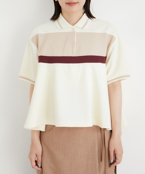 VIS（ビス）の「【洗える】裾フレアポロトップス（ポロシャツ・レディース・ブルー系その他/ベージュ系その他・FREE）」の12枚目の写真