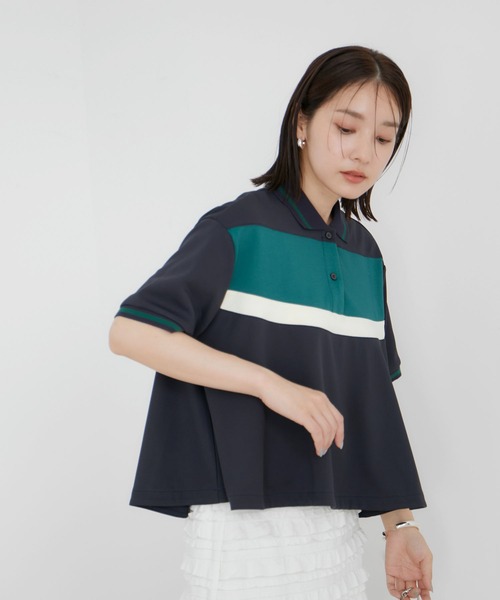 VIS（ビス）の「【洗える】裾フレアポロトップス（ポロシャツ・レディース・ブルー系その他/ベージュ系その他・FREE）」の22枚目の写真