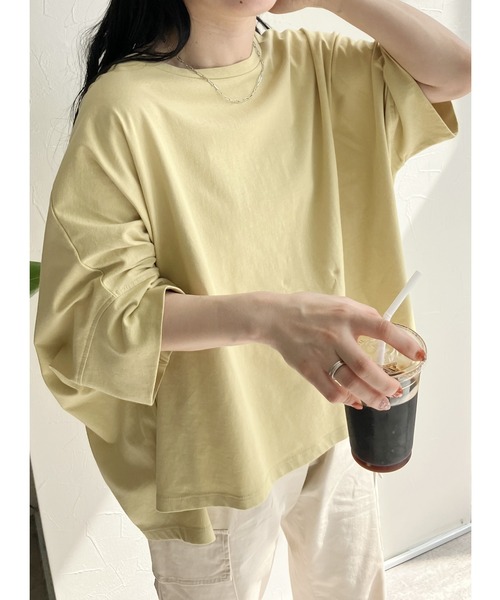 reca(レカ)の「【接触冷感】ドルマンスリーブワイドTシャツ ラクに体型カバーも叶う!綿100%(Tシャツ/カットソー・レディース・ピンク系その他/オフホワイト/チャコールグレー/ブラック/イエロー系その他/ブルー/ミント・M)」の6枚目の写真