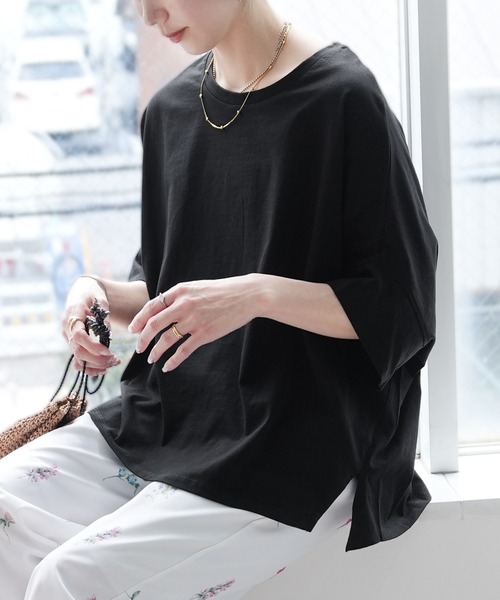 セール】ドルマンスリーブワイドTシャツ ラクに体型カバーも叶う！綿