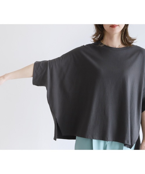 reca(レカ)の「【接触冷感】ドルマンスリーブワイドTシャツ ラクに体型カバーも叶う!綿100%(Tシャツ/カットソー・レディース・ピンク系その他/オフホワイト/チャコールグレー/ブラック/イエロー系その他/ブルー/ミント・M)」の11枚目の写真