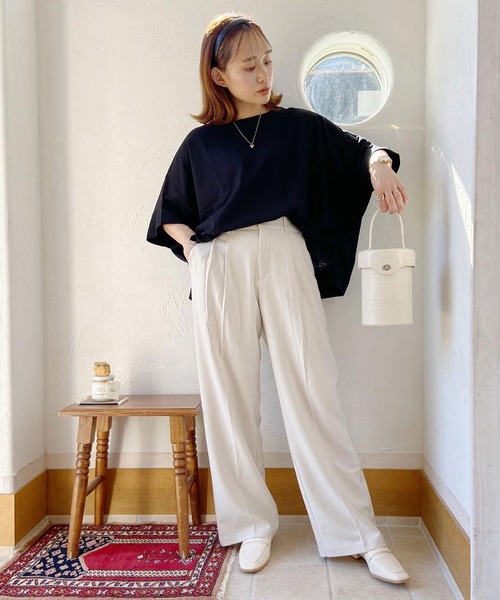 reca(レカ)の「【接触冷感】ドルマンスリーブワイドTシャツ ラクに体型カバーも叶う!綿100%(Tシャツ/カットソー・レディース・ピンク系その他/オフホワイト/チャコールグレー/ブラック/イエロー系その他/ブルー/ミント・M)」の21枚目の写真