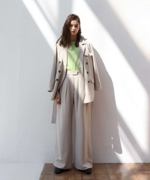 asymmetry belt loop 2tuck wide slacks