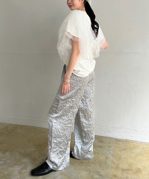 Jewelobe(ジュエローブ)の「ボリュームチュールラッフルTシャツ(Tシャツ/カットソー・レディース・ホワイト/ブラック・FREE)」の10枚目の写真