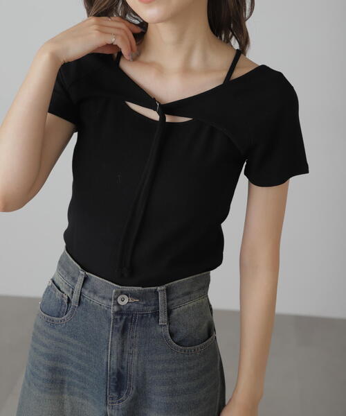 FREE'S MART（フリーズマート）の「◆ドッキングレイヤード風カットソー（Tシャツ/カットソー・レディース・ホワイト/ブラウン/ブラック・FREE）」の2枚目の写真