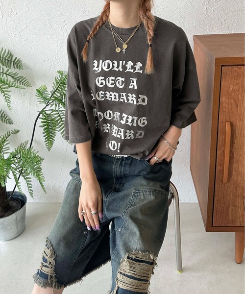 sedacle(セダクル)の「箔プリントTEE(Tシャツ/カットソー・メンズ・ブラウン/チャコールグレー・SMALL/LARGE/MEDIUM)」の10枚目の写真