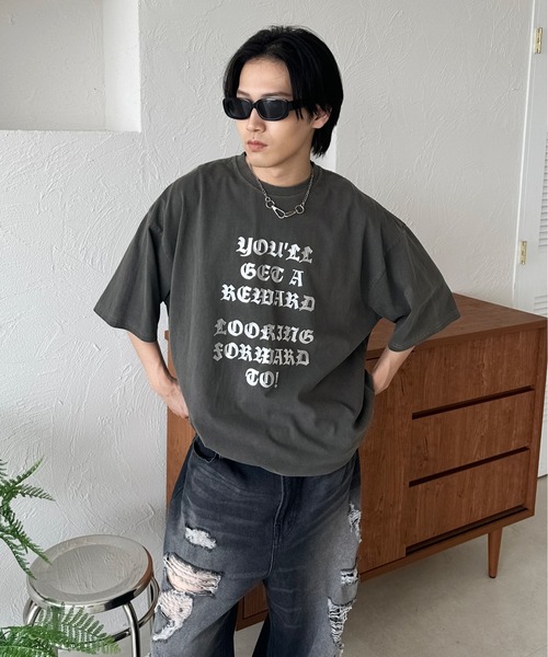 sedacle(セダクル)の「箔プリントTEE(Tシャツ/カットソー・メンズ・ブラウン/チャコールグレー・SMALL/LARGE/MEDIUM)」の3枚目の写真