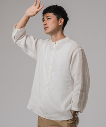 EDIFICE | リネン 8分袖 バンドカラープルオーバーシャツ(シャツ/ブラウス)