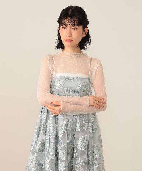 CAROLINA GLASER（カロリナ グレイサー）の「ドットチュール シアー ロングスリーブ カットソー（Tシャツ/カットソー・レディース・ホワイト/ブラック・ONE SIZE）」の5枚目の写真