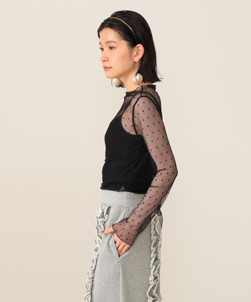 CAROLINA GLASER（カロリナ グレイサー）の「ドットチュール シアー ロングスリーブ カットソー（Tシャツ/カットソー・レディース・ホワイト/ブラック・ONE SIZE）」の22枚目の写真