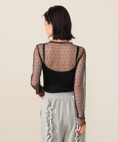 CAROLINA GLASER（カロリナ グレイサー）の「ドットチュール シアー ロングスリーブ カットソー（Tシャツ/カットソー・レディース・ホワイト/ブラック・ONE SIZE）」の8枚目の写真