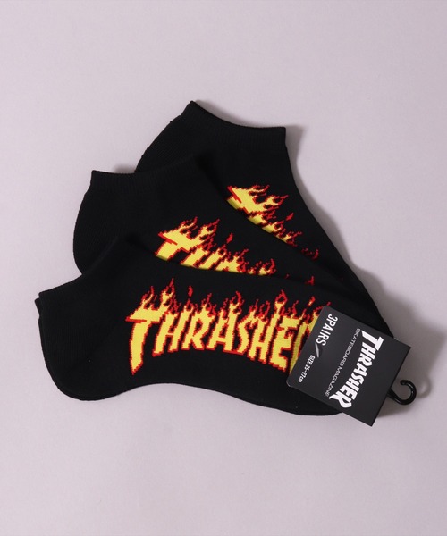 THRASHER（スラッシャー）の「(LF)【THRASHER】【3足セット】ロゴ ジャガード アンクルソックス（ソックス/靴下・メンズ・ブラック系2/ブラック系1/その他1・25～27cm）」の4枚目の写真