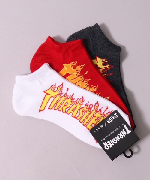 THRASHER（スラッシャー）の「(LF)【THRASHER】【3足セット】ロゴ ジャガード アンクルソックス（ソックス/靴下・メンズ・ブラック系2/ブラック系1/その他1・25～27cm）」の14枚目の写真
