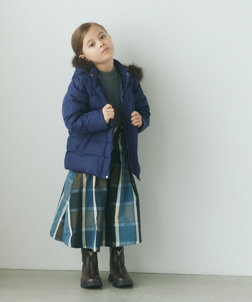 green label relaxing(グリーンレーベルリラクシング)の「ガールズダウンコート / キッズ 100cm-130cm(ダウンジャケット/コート・キッズ・ダークグレー/ベージュ/ネイビー・100cm/110cm/120cm/130cm)」の5枚目の写真