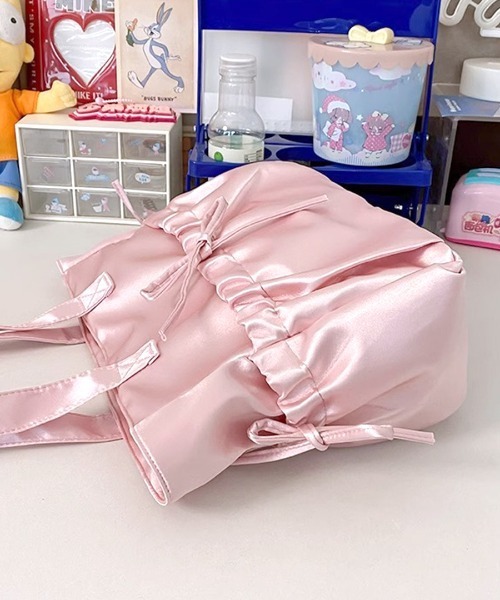 Riff（リフ）の「リボンサテントートバッグ（トートバッグ・レディース・アイボリー/サックスブルー/ブラック/ピンク・FREE）」の17枚目の写真