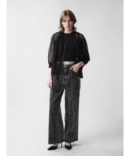 :ETHROF(イーサオブ)の「SHEER KNIT CARDIGAN(カーディガン/ボレロ・レディース・グレー/ブラック・MEDIUM)」の9枚目の写真
