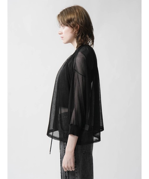 :ETHROF(イーサオブ)の「SHEER KNIT CARDIGAN(カーディガン/ボレロ・レディース・グレー/ブラック・MEDIUM)」の12枚目の写真