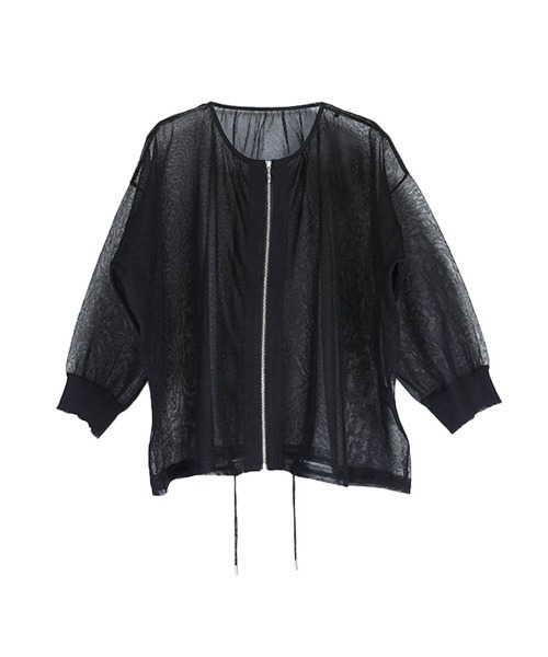 :ETHROF(イーサオブ)の「SHEER KNIT CARDIGAN(カーディガン/ボレロ・レディース・グレー/ブラック・MEDIUM)」の14枚目の写真