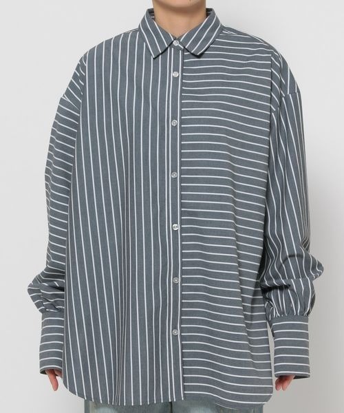 セール】2WAYストライプシャツLS 116624（シャツ/ブラウス