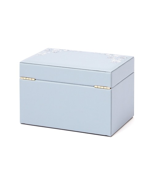 フランフラン＊エンブロイダリーフラワー ジュエリーボックス S ブルー エンブロイダリーフラワー ジュエリーボックス S ブルー