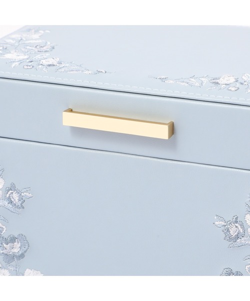 エンブロイダリーフラワー ジュエリーボックス S ブルー（収納グッズ