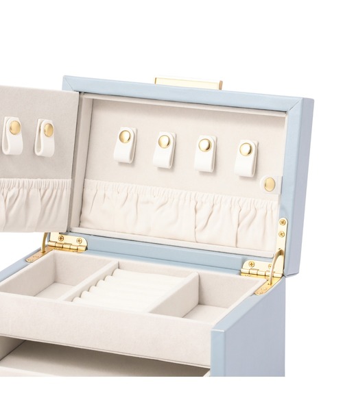 エンブロイダリーフラワー ジュエリーボックス S ブルー（収納グッズ