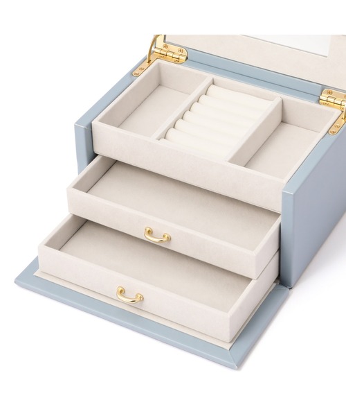 エンブロイダリーフラワー ジュエリーボックス S ブルー（収納グッズ