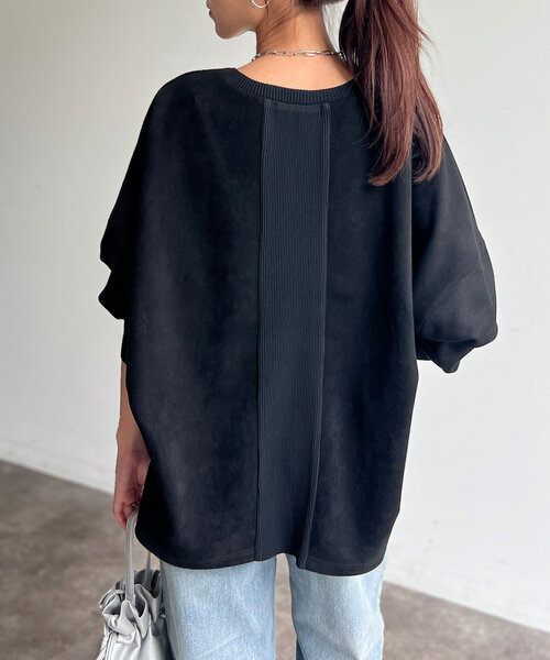 Chez toi（シェトワ）の「BACKリブラインスエードプルオーバー（Tシャツ/カットソー・レディース・ブルー/グレー/アイボリー/ブラック・FREE）」の3枚目の写真