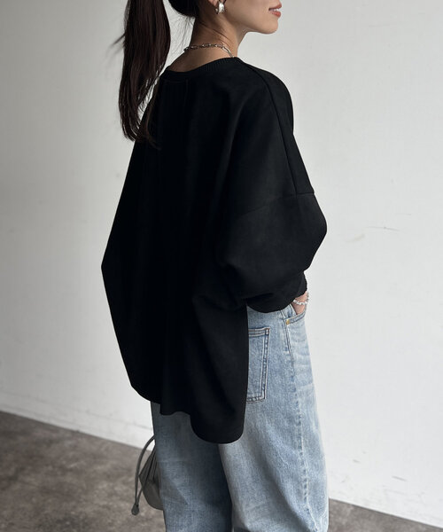 Chez toi（シェトワ）の「BACKリブラインスエードプルオーバー（Tシャツ/カットソー・レディース・ブルー/グレー/アイボリー/ブラック・FREE）」の20枚目の写真