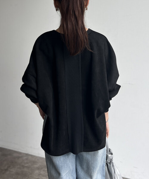 Chez toi（シェトワ）の「BACKリブラインスエードプルオーバー（Tシャツ/カットソー・レディース・ブルー/グレー/アイボリー/ブラック・FREE）」の22枚目の写真