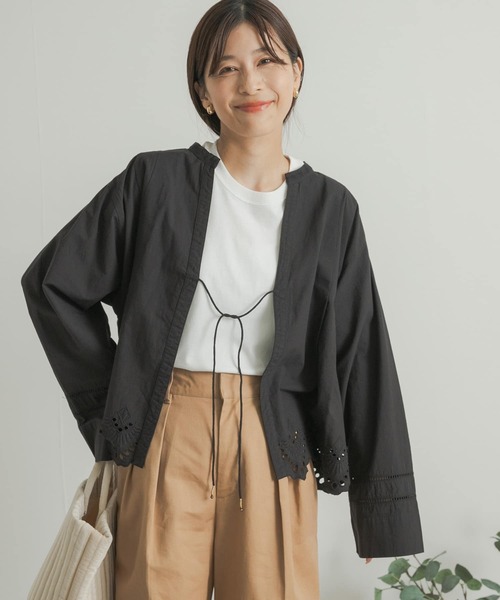 URBAN RESEARCH DOORS - 新品タグ付◆ カット刺繍ティアードチュニック DOORS  ブラック URBAN RESEARCH DOORS - 新品タグ付◇ カット刺繍ティアード