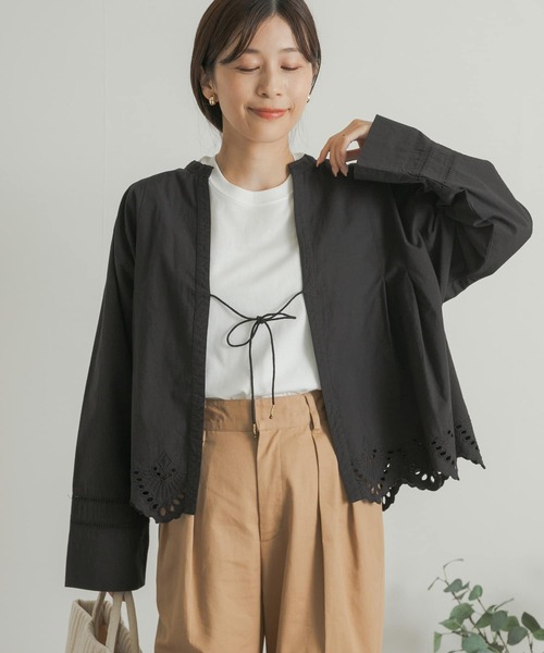 セール】レース刺繍Vネックカーディガン（Tシャツ/カットソー