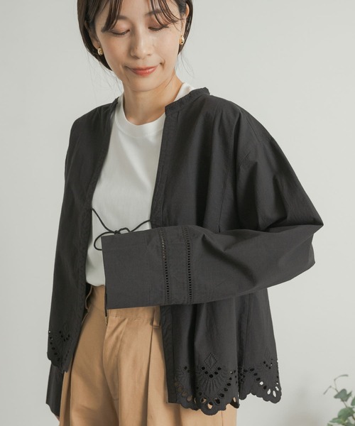 セール】レース刺繍Vネックカーディガン（カーディガン/ボレロ